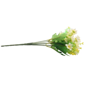 1 Букет 28 глави, изкуствени цветя, маргаритки, висящи саксии за дома, сватба, градина, гробища, боядисани (бяло-зелено)