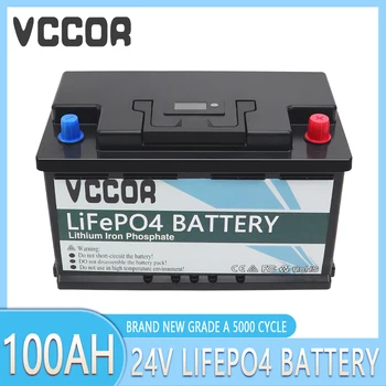 12V 24V 300Ah 200Ah 100Ah LiFePO4 Батерия Вграден BMS Литиево-железен фосфат клетки 5000 Цикъла За Голф-кара Слънчев Със зарядно устройство