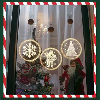 16-22 см Led окачени Коледни декоративни осветителни тела 3D Акрилни led лампи с вендузи за декор врати и прозорци