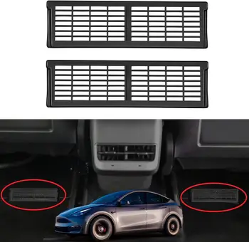 2 Предмета, вентилационна капак за въздушен поток към задната седалка, която е съвместима с Tesla Model Y, Защитно покритие за решетка на изхода на климатика е под задната седалка