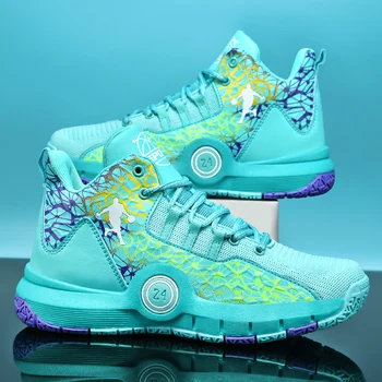 2023 Годишна марка детски баскетболни обувки за момчета, Окото дишаща баскетболни обувки за момичета, Нескользящая детски обувки на дебела подметка