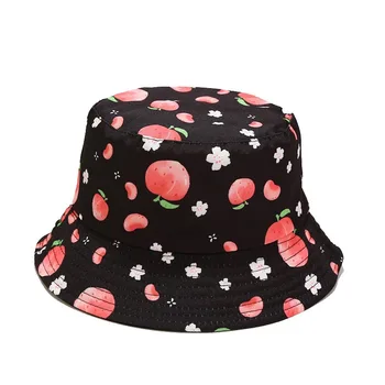2023, Дамски двустранен шапка-кофа от памук с плодов принтом, Сладък Дамски шапки Рибар, Слънчевата Плажна Пътна Дамски Панама
