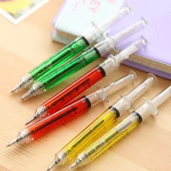 24 броя Цветни спринцовка-химикалки, новост, течен спринцовка, Химикалка химикалка, под формата на игла, подарък медицинска сестра, течна дръжка, цвят за обучение