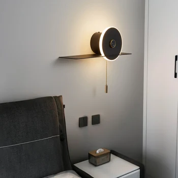 5 W Модерен Led Акрилни малка странична Лампа За Спалня, Метални Полк, Стенни аплици С Прибиращ Превключвател, монтиран на стената Лампа За Дневна