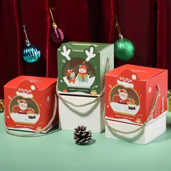 50 бр./лот Коледна квадратна дръжка за Опаковане на бонбони, сладки подаръци Книжен скоростна Кутия за Коледно парти Декор на опаковката