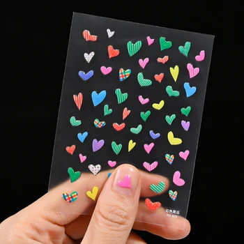 5D Забавни Желейные Сърца с абстрактни геометрични стикери за нокти, Cartoony герой, Цвете, Череша, Цифра, Буква, Слайдер, етикети