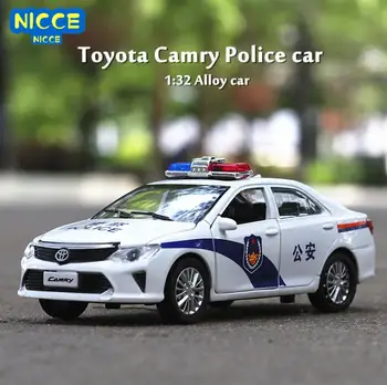 Nicce 1:32 Полицейска кола TOYOTA Camry, Формовани под налягане Модел На колата от сплав, Отступающий Звук, Светлина, Играчки за Кола, Подарък за Деца, A166