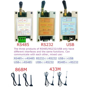 RT4AE01 VHF/UHF Радиомодем RS232 RS485 USB Безжичен Радиостанцията 20DBM 433 М 868 М Предавател и приемник