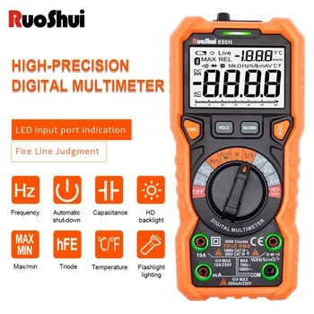 RuoShui 890F Цифров мултицет NCV 6000, Среднеквадратичный м, Професионални Съпротивление, Честота, Напрежение, Температура, Тестер