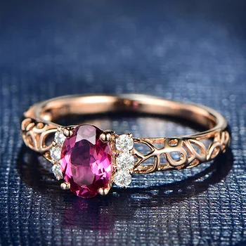 S925 Сребърен, Нов стил, темперамент, овално, модно, розово-червено, със скъпоценни камъни, на отворен пръстен, жената на корейското издание, женски венчален пръстен