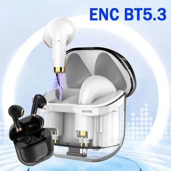 Yoalso Рецептори 4 pro Прозрачни ушите Безжични Bluetooth Бас Слушалки BT5.3 Слушалките с Шумопотискане ENC Повикване ушите