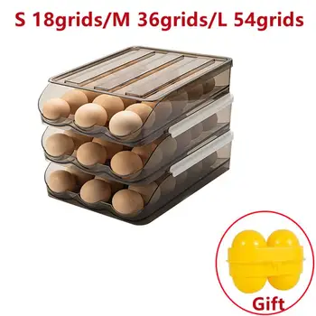Автоматична кутия за яйца, многослоен титуляр за хладилника, Кутия за съхранение на пресни яйца, Кошница за съхранение на Контейнери, Кухненски организаторите