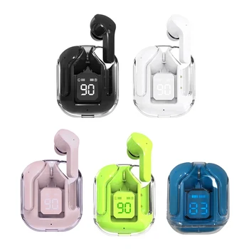 Безжична слушалка, прозрачни слушалки, led дигитален дисплей, стереозвук, Bluetooth съвместимост 5.3 за музикални игри, спорт