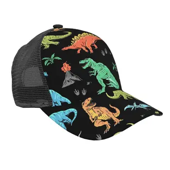 Бейзболна шапка с 3D принтом на динозаврите, окото шапка с извит полета, Ежедневни солнцезащитная шапка за мъже и жени