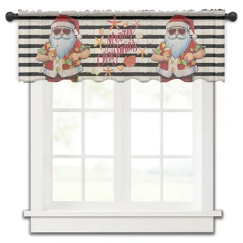 Годишна Коледна Плажната Завеса с Снеговиком, Полупрозрачна Завеса за кухненски врати, кафене, Малък прозорец, Прозрачни завеси
