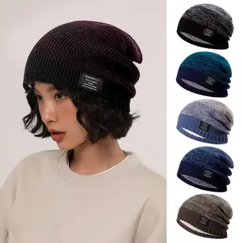 Еластична зимна шапка, уютни и Стилни възли шапки Унисекс с руното облицовка за есен-зима, Уличен дизайн с висока еластичност