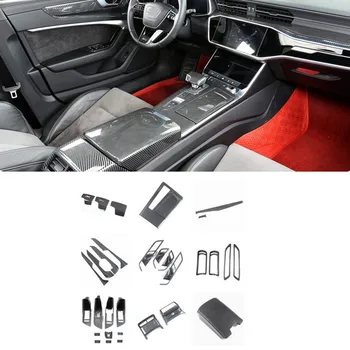 За Audi A6 A7 2016-2022 Капак Подлакътник на Централната конзола ABS с модел от въглеродни влакна Панел за превключване на предавките на Защитно покритие на Купето на автомобила