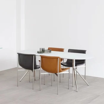 Италиански Луксозен Кът за Модерен стол е Просто Домашен стол Минималистичен Дизайнерски стол От неръждаема Стомана Salon Sillas Furniture WKDC