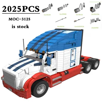 Камион MOC-3125 T680Semi + Ремарке с фризер в мащаб MOC-32041: 18 + MOC-4185 Голяма Планшетная опаковка, Градивен елемент, играчката 