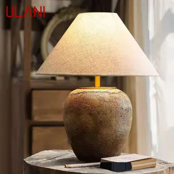 Китайските Настолни лампи ULANI LED, Творчески Ретро керамична саксия, Настолна лампа за дома, хол, хотел, клуб, Орнамент, Декорация