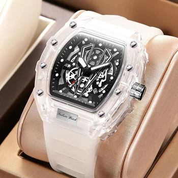 Класически мъжки часовник Bull, е луксозна марка, Водоустойчив силикон Кварцов Прозрачни мъжки ръчен часовник Montre Homme Reloj