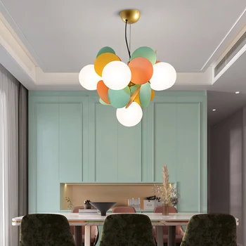 Креативен цветен окачен лампа Nordic G9 Macaron Personality Art, Полилей за детска стая, детска спалня