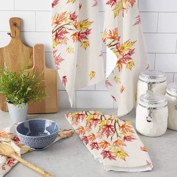 Кухненски кърпи с Есента кленовыми листа за Деня на Благодарността, Впитывающая кърпа за съдове, кърпа за съдове за Кухня, домакински инструмент за почистване