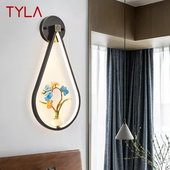 Месинг, с монтиран на стената лампа TYLA в китайски Стил, led Ретро творчески тела-аплици с една орхидея, Декорация за дома, хол, Спалня
