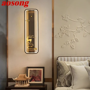 Месинг, с монтиран на стената лампа AOSONG LED, модерно луксозно стенни лампи, Декорация, Нощно шкафче за спалня, Осветление за всекидневна, коридор