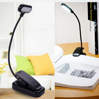 Настолна лампа за изследване на очите С храна за четене Гъвкава защита Мини-скоба за пътуване Регулируема Портретно Нощен батерия за спални