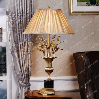 Настолна лампа от мрамор, от чиста Мед, под лампа за дневна, кабинет, Вила, Луксозен Мед настолна лампа