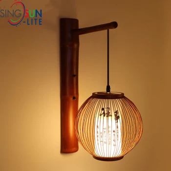 Новият китайски бамбук, с монтиран на стената лампа в стил Шинуазри, хотелски коридор, нощно шкафче за спалня, Ретро хол, трапезария, проход, Дзен, с монтиран на стената лампа