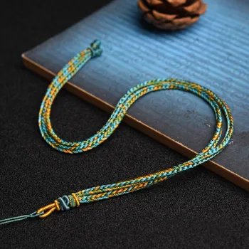 Плетени ръчно от въже с окачване от осем направления в тибетски стил, колие от пчелен восък и тяньского нефрит, въже с регулируемо окачване, Въже