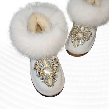 Популярни нови модни дебели зимни ботуши от вълна лисици, покрити с кадифе, дебело зимно памучен обувки
