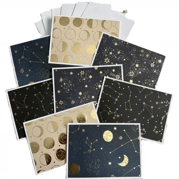 Пощенска Картичка в стил на Вселената, Звездите и Луната от Златно Фолио с Индивидуален дизайн