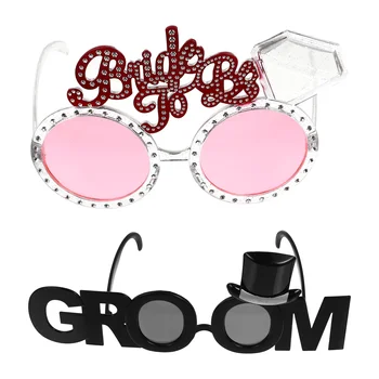 Прическа на Булката, Очила за Младоженеца, шаферките очила, пластмасови подпори за фотосесия на Булката