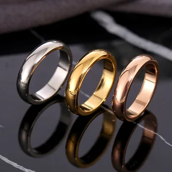 Проста широка плоча от титанов стомана, гладка прост пръстен, пръстен за двойки, показалец, неръждаема стомана, персонализирана тенденция Anillo