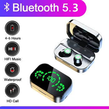 Слушалки TWS Fone Bluetooth, водоустойчиви спортни слушалки с шумопотискане, безжични слушалки в ушите слушалки с HD микрофон за смартфон
