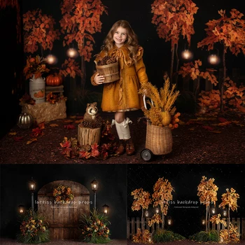 Среднощен Есента на горски фон Детски Реквизит за Снимки възрастни, декор на Детска торта за рожден Ден, Есенни Горски фон на Хелоуин