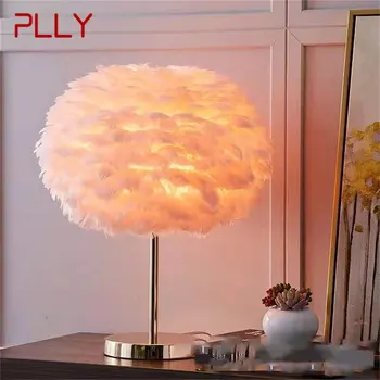 Творчески настолни лампи PLLY, Модерна десктоп осветление от пера за всекидневна, декориране на спалня