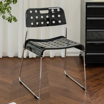 Трапезария стол с пластмасова облегалка в скандинавски стил, луксозен и ергономичен Стол за кафе-студио с сирене дырочкой, мебели cadeira за кухня HY