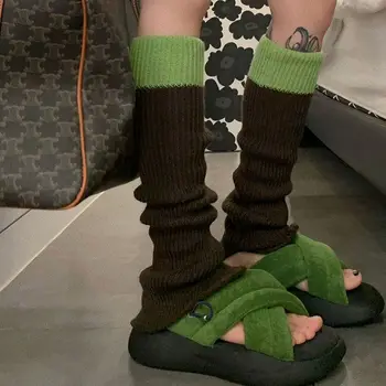 Японски терлици JK с дрямка, Дълги чорапи Y2K с панели, Дамски гети, Пикантни калъфи за крака за момичета, чорапи копчета, копчета за обувки