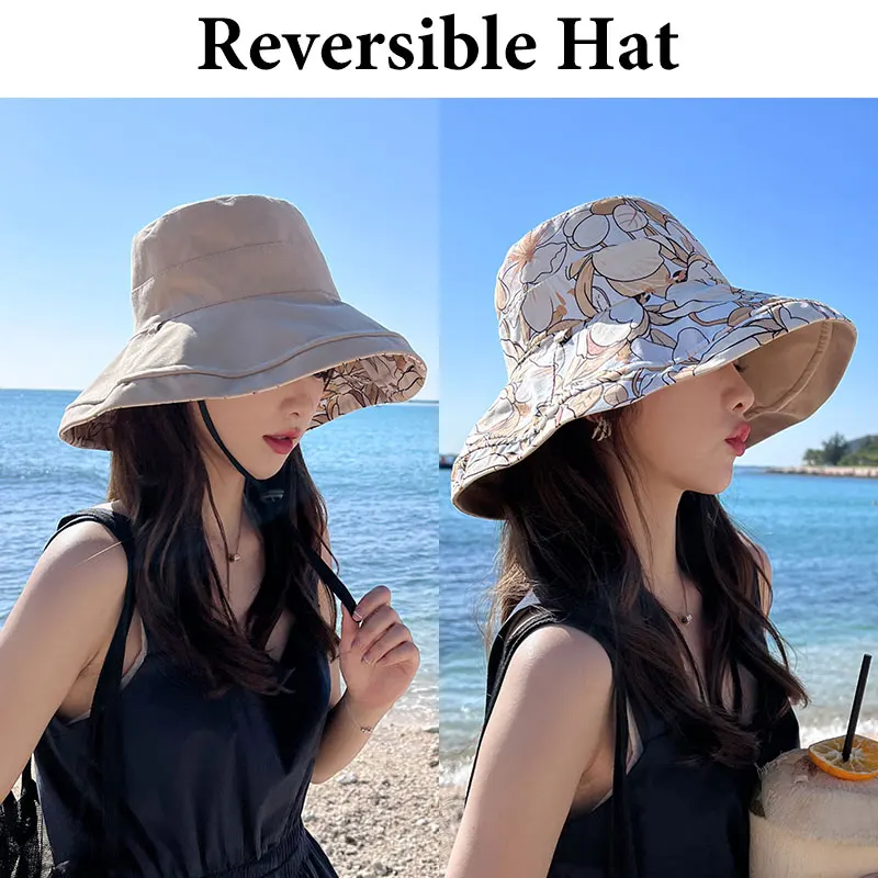 2023 пролет лято печат обръщане на слънце плаж шапка жена момиче открит Пътуване Рибар шапка с широка периферия, 12.5 см козирка на шапка . ' - ' . 2