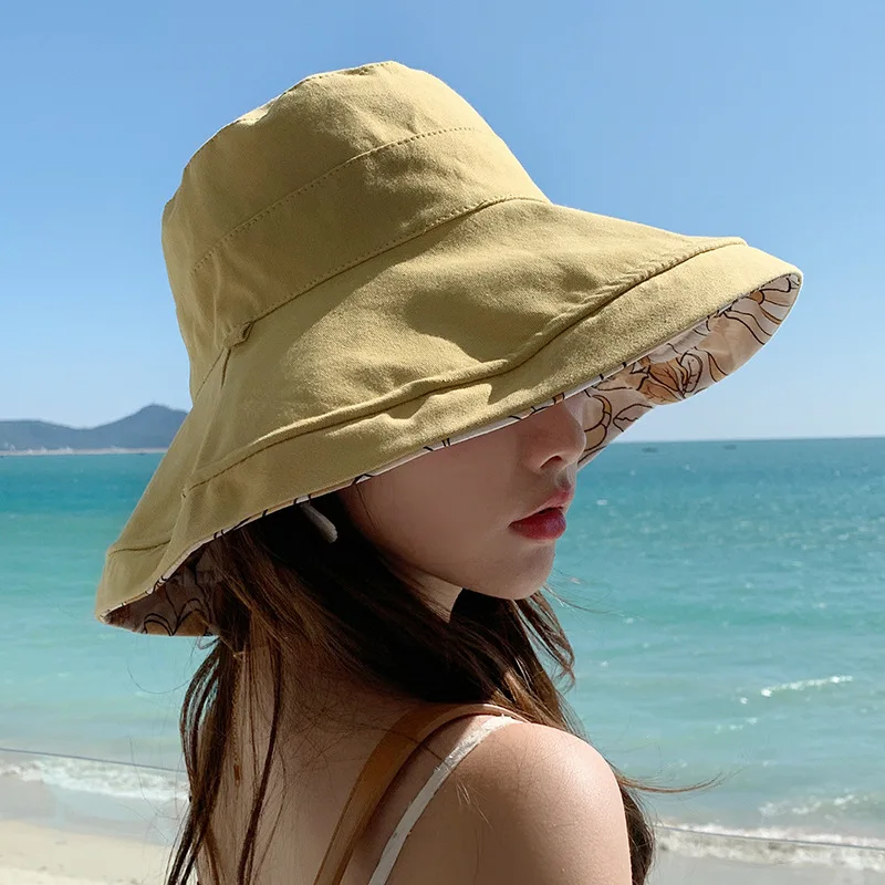2023 пролет лято печат обръщане на слънце плаж шапка жена момиче открит Пътуване Рибар шапка с широка периферия, 12.5 см козирка на шапка . ' - ' . 5