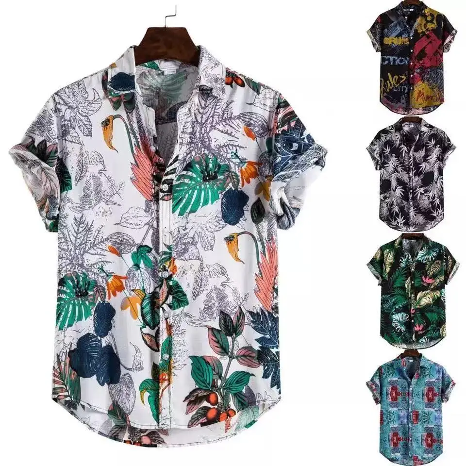2023 Хавайски Мъжки Ризи с къс ръкав, Потници Копчета с Принтом, Риза в етнически Стил за Мъже, Ежедневни, Плажни Реколта Ризи Голям Размер, Топ . ' - ' . 0