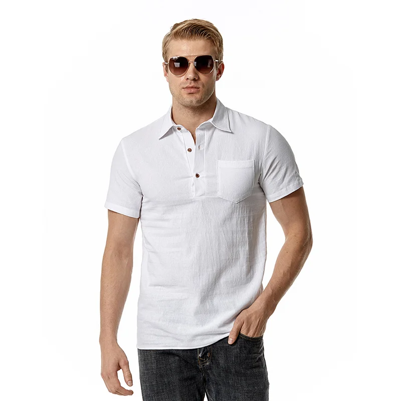 4 цвят! Лятна новост 2023, мъжки памучен бельо тениска с ревера и един джоб, плажни бързо съхнещи Ризи с къси ръкави, ризи . ' - ' . 3