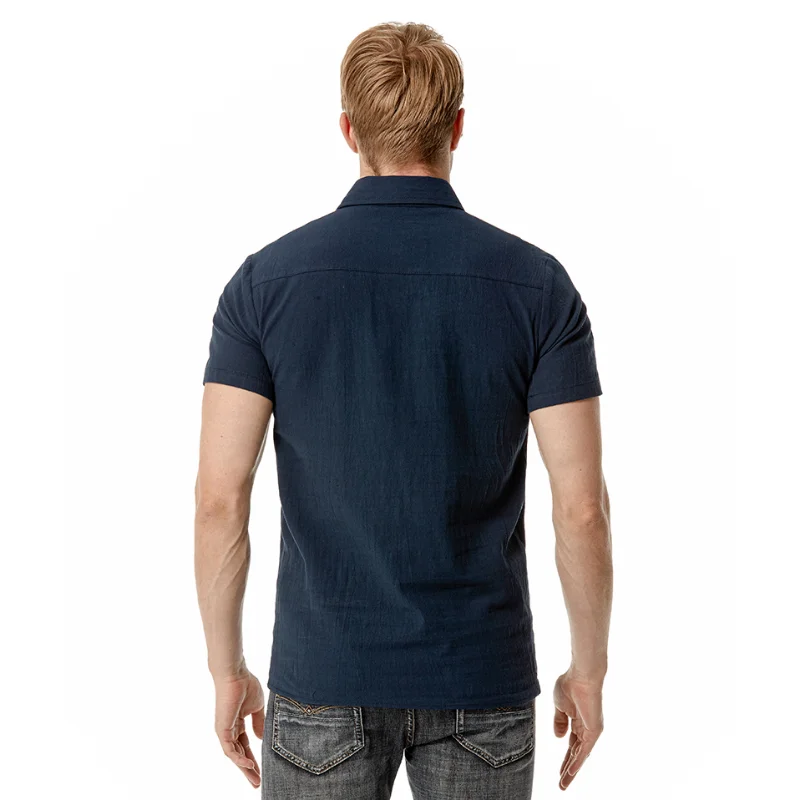 4 цвят! Лятна новост 2023, мъжки памучен бельо тениска с ревера и един джоб, плажни бързо съхнещи Ризи с къси ръкави, ризи . ' - ' . 5