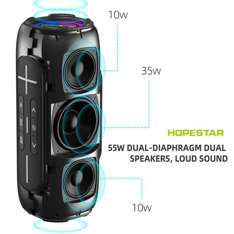 HOPESTAR P32 MAX 55 W Bluetooth Високоговорител Външна Водоустойчив Безжична Колона RGB Светлинен Ефект Вечерни Караоке Субуфер Caixa De Som . ' - ' . 1