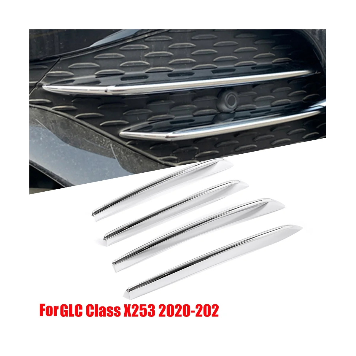 Автомобилни ленти на предните фарове за мъгла фарове за Mercedes Benz GLC Class X253 2020-2023, Решетка на входящия въздух, Сплитер за устни, Молдинговые апликации . ' - ' . 4