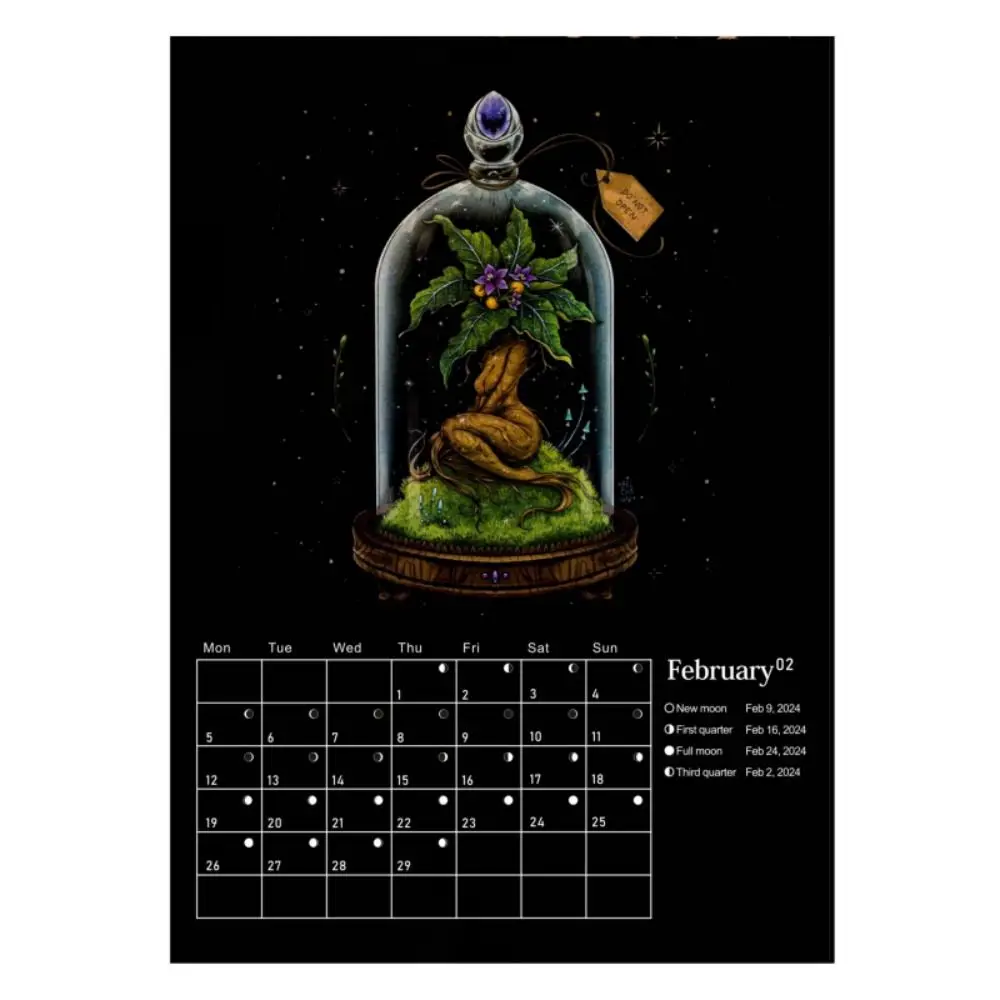 Водоустойчив Календар тъмни гори в 2024 година, време за планиране, творчески астрология Лунен календар, коледни подаръци . ' - ' . 1